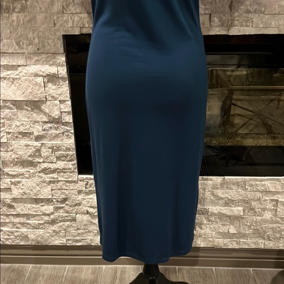Bordeaux Blue Midi Dress with Side Button design and slit, size Medium - Picture 9 of 11